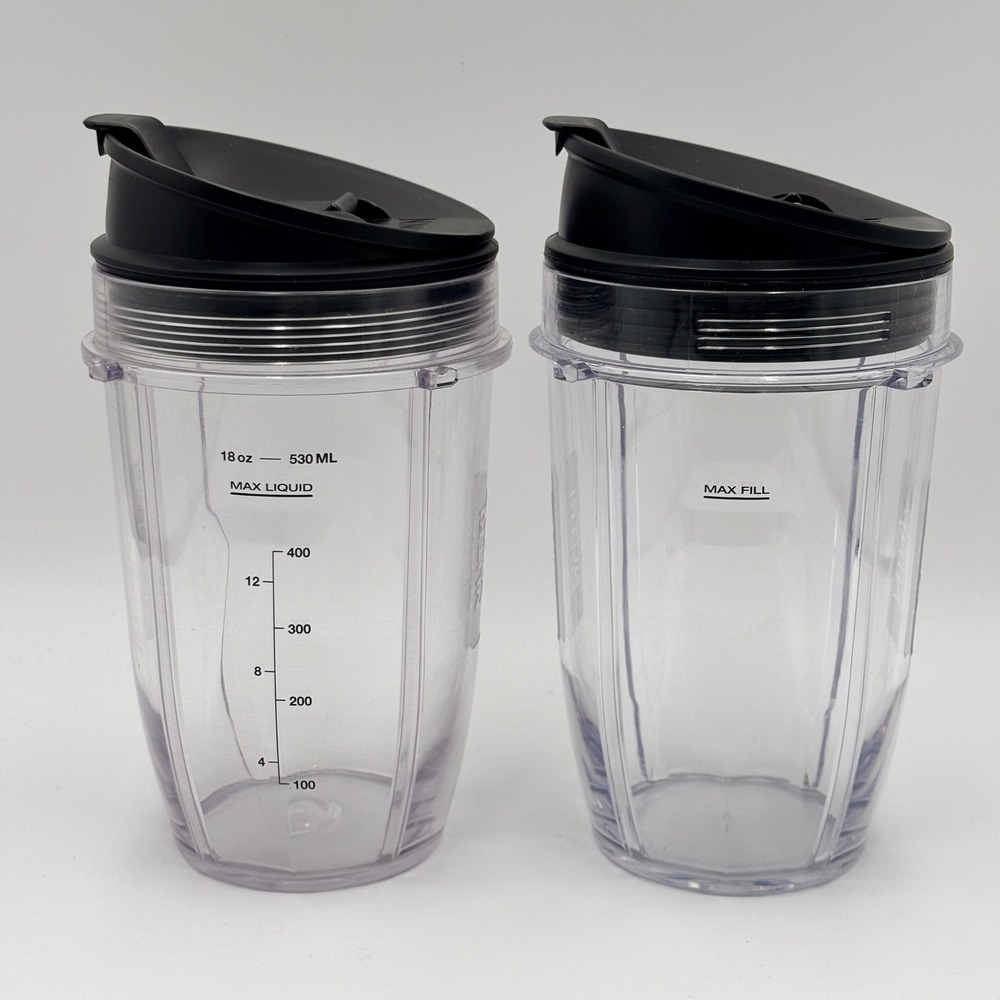 Nutri Ninja 18oz Single Serve Cups with Sip and Seal Lids Set of 2 Clear Black - Picture 2 of 6